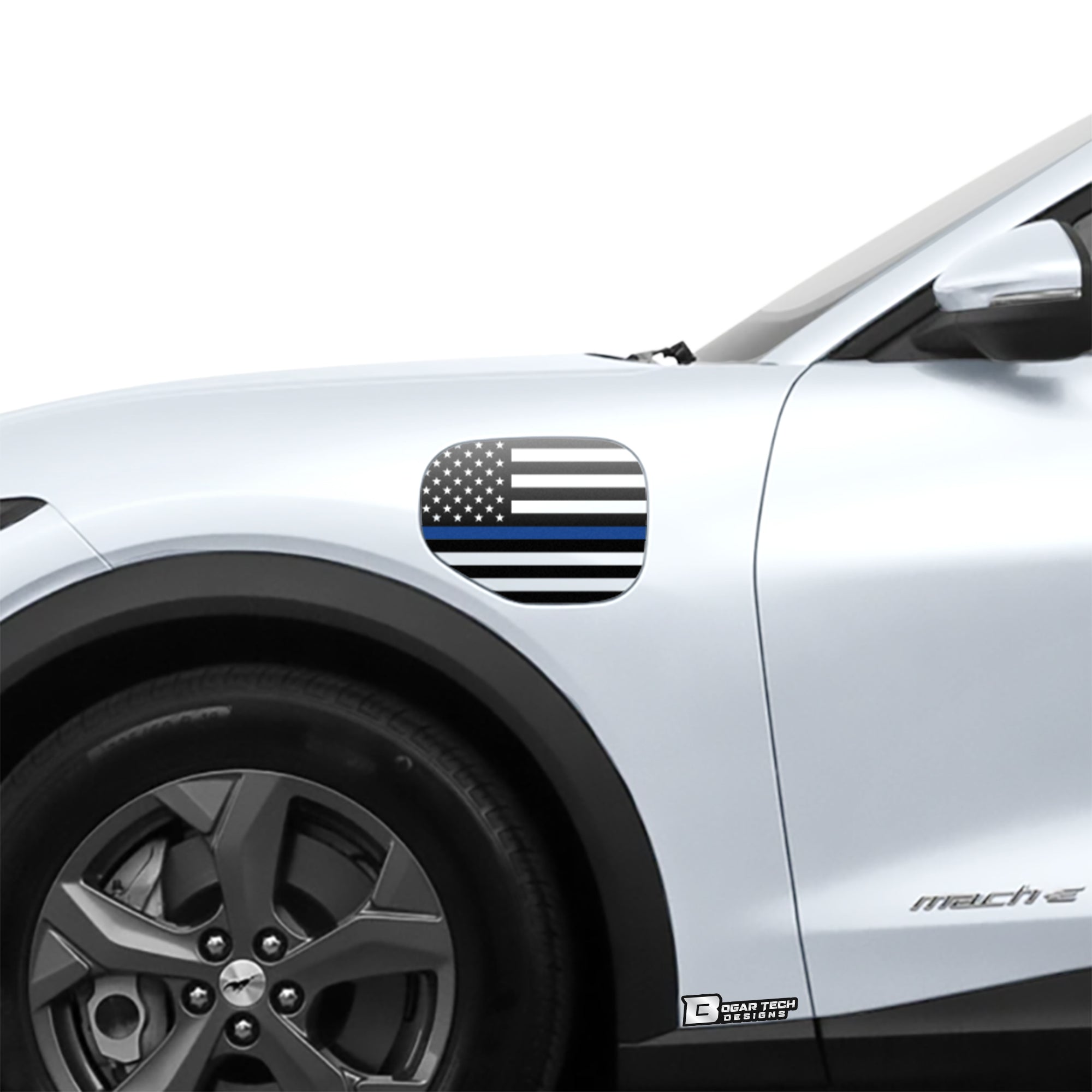 American Flag Fuel Door Gas Cap Vinyl Decal Sticker Fits Ford Mustang Mach - E 2021 - 2025Blue Pink Red Green Line - Bogar Tech Designs