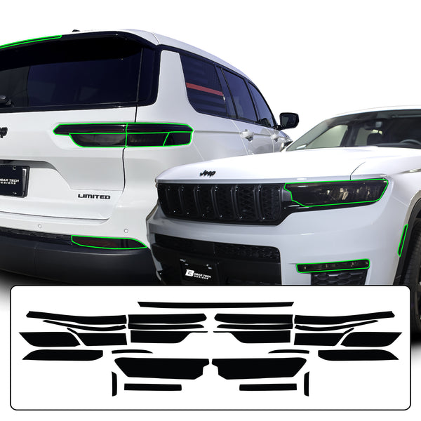 Jeep Grand Cherokee L 2021–2026 Dark Smoke Headlight & Taillight Tint Kit – Precut Vinyl Lens Overlays