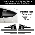 American Flag Rear Side Quarter Window Precut Decal Stickers Fits Toyota GR86 2022 2023