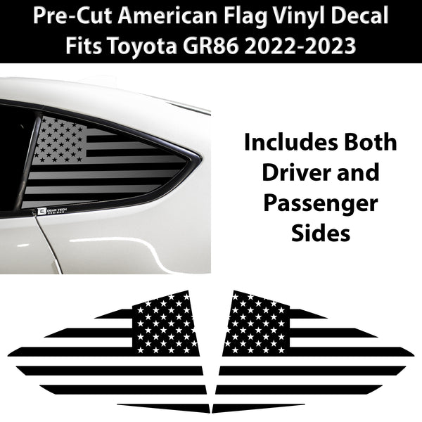 American Flag Rear Side Quarter Window Precut Decal Stickers Fits Toyota GR86 2022 2023