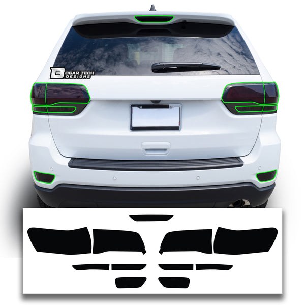 Jeep Grand Cherokee 2014–2021 Dark Smoke Headlight & Taillight Tint Kit – Precut Vinyl Lens Overlays