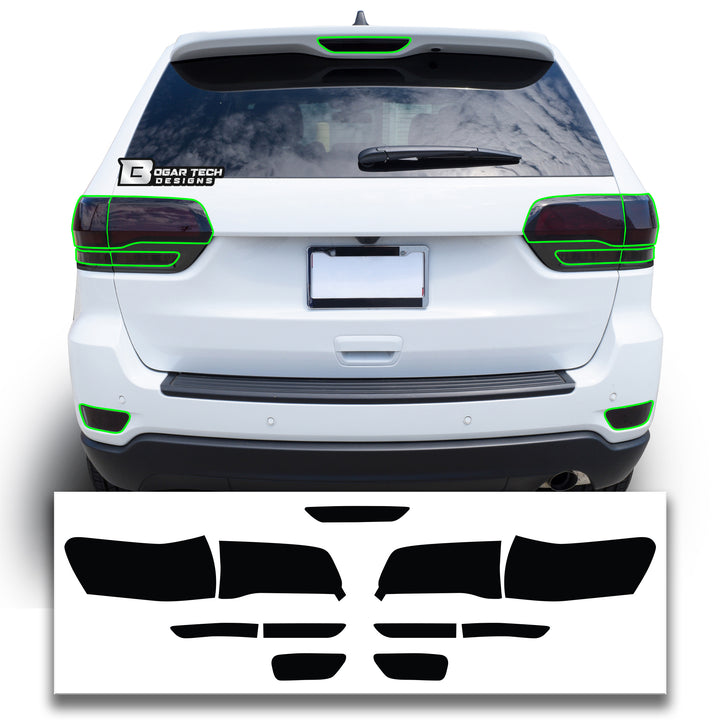 Tinted Taillight Third Brake Rear Bumper Reflector Light Overlay Tint Film Fits Jeep Grand Cherokee 2014 - 2021 - Bogar Tech Designs
