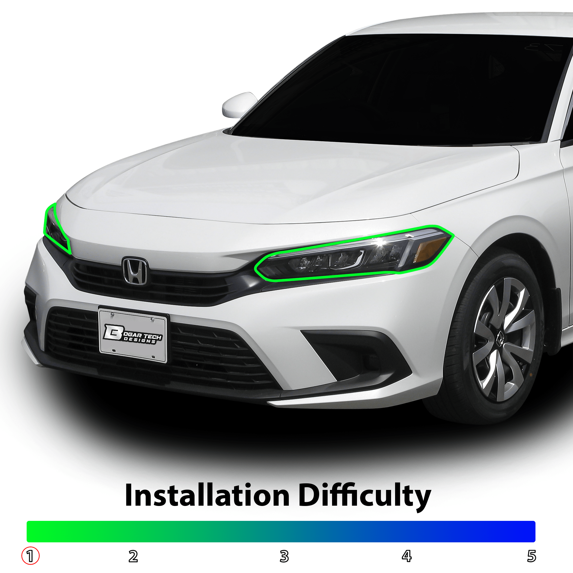 HeadLight Reverse Light Reflector Taillight Smoke Tint Overlay Fits Honda Civic Sedan Hatchback 2022 - 2025 - Bogar Tech Designs