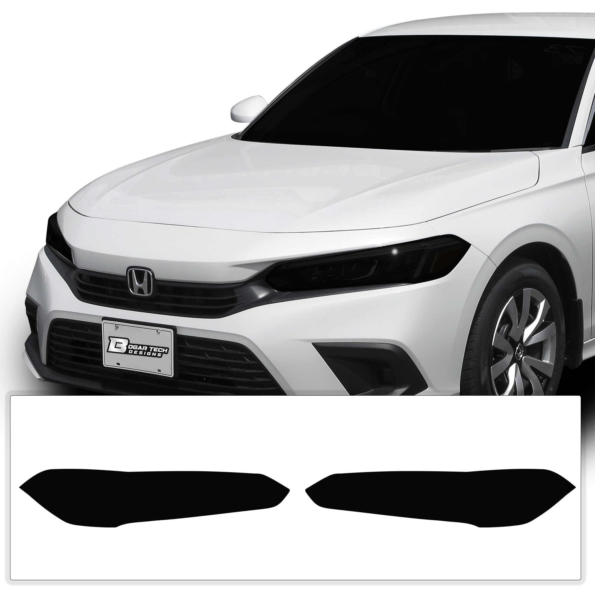 HeadLight Reverse Light Reflector Taillight Smoke Tint Overlay Fits Honda Civic Sedan Hatchback 2022 - 2025 - Bogar Tech Designs