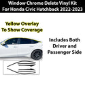 Vinyl Chrome Delete Wheel Side Window Trim Blackout Decal Stickers Overlay Film Fits Honda Civic Hatchback 2022 2023 2024