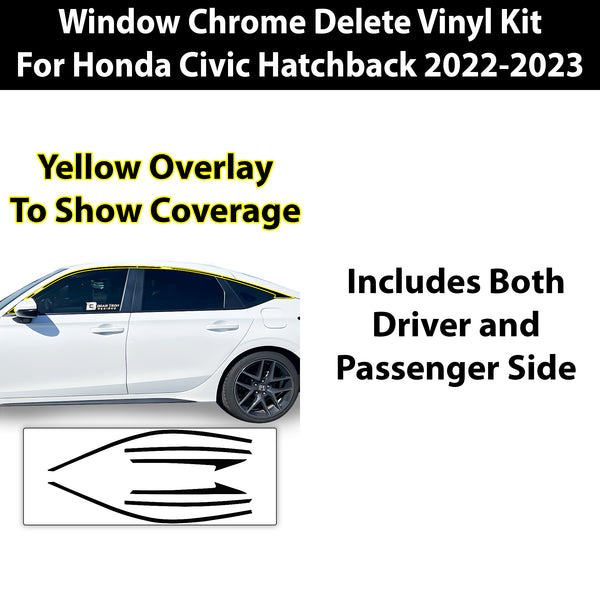 Vinyl Chrome Delete Wheel Side Window Trim Blackout Decal Stickers Overlay Film Fits Honda Civic Hatchback 2022 2023 2024