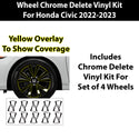 Vinyl Chrome Delete Wheel Side Window Trim Blackout Decal Stickers Overlay Film Fits Honda Civic Hatchback 2022 2023 2024