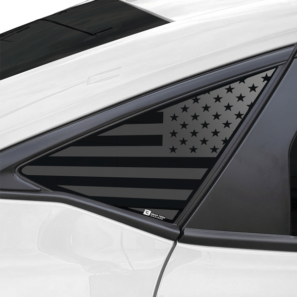 American Flag Quarter Window Decal for Honda Civic Hatchback 2022-2026 – Precut Matte Black Vinyl