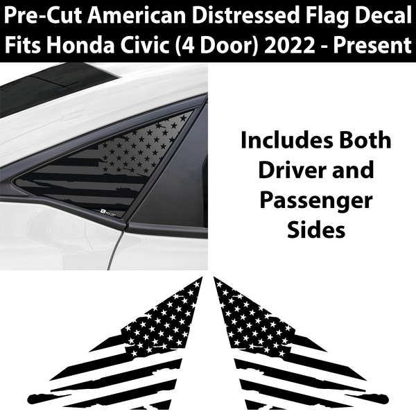 American Flag Rear Side Quarter Window Precut Decals Fits Honda Civic Sedan & Hatchback 2022 - Present - Tint, Paint Protection, Decals & Accessories for your Vehicle online - Bogar Tech Desi