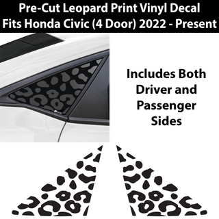 Precut Animal Cow & Leopard Vinyl Print Decals Rear Side Quarter Window Fits Honda Civic Sedan & Hatchback 2022 - Present - Tint, Paint Protection, Decals & Accessories for your Vehicle onlin