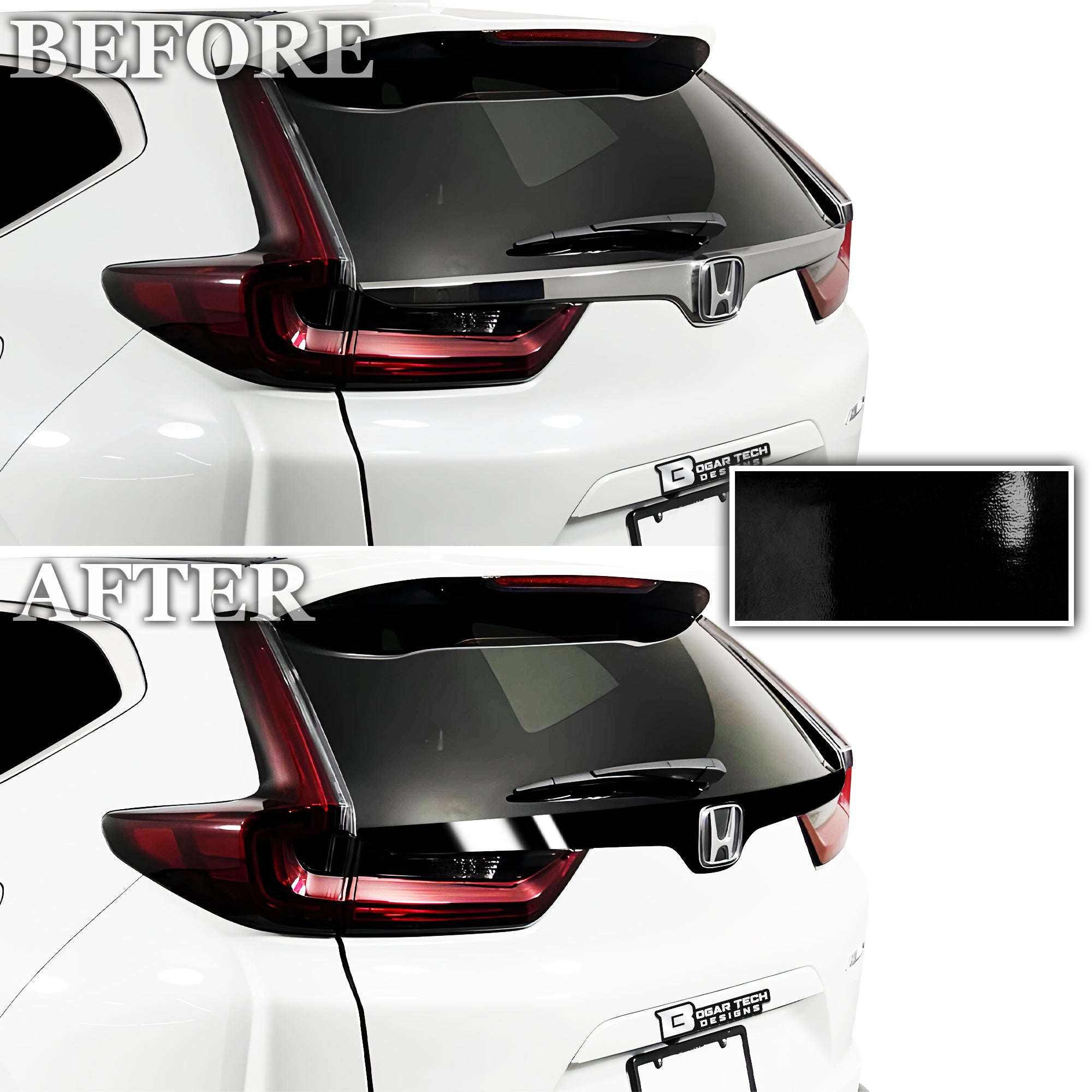 Vinyl Chrome Delete Wheel Sides Front Rear Trunk Trim Blackout Decal Stickers Overlay Film Fits Honda CR - V 2017 - 2022 - Bogar Tech Designs