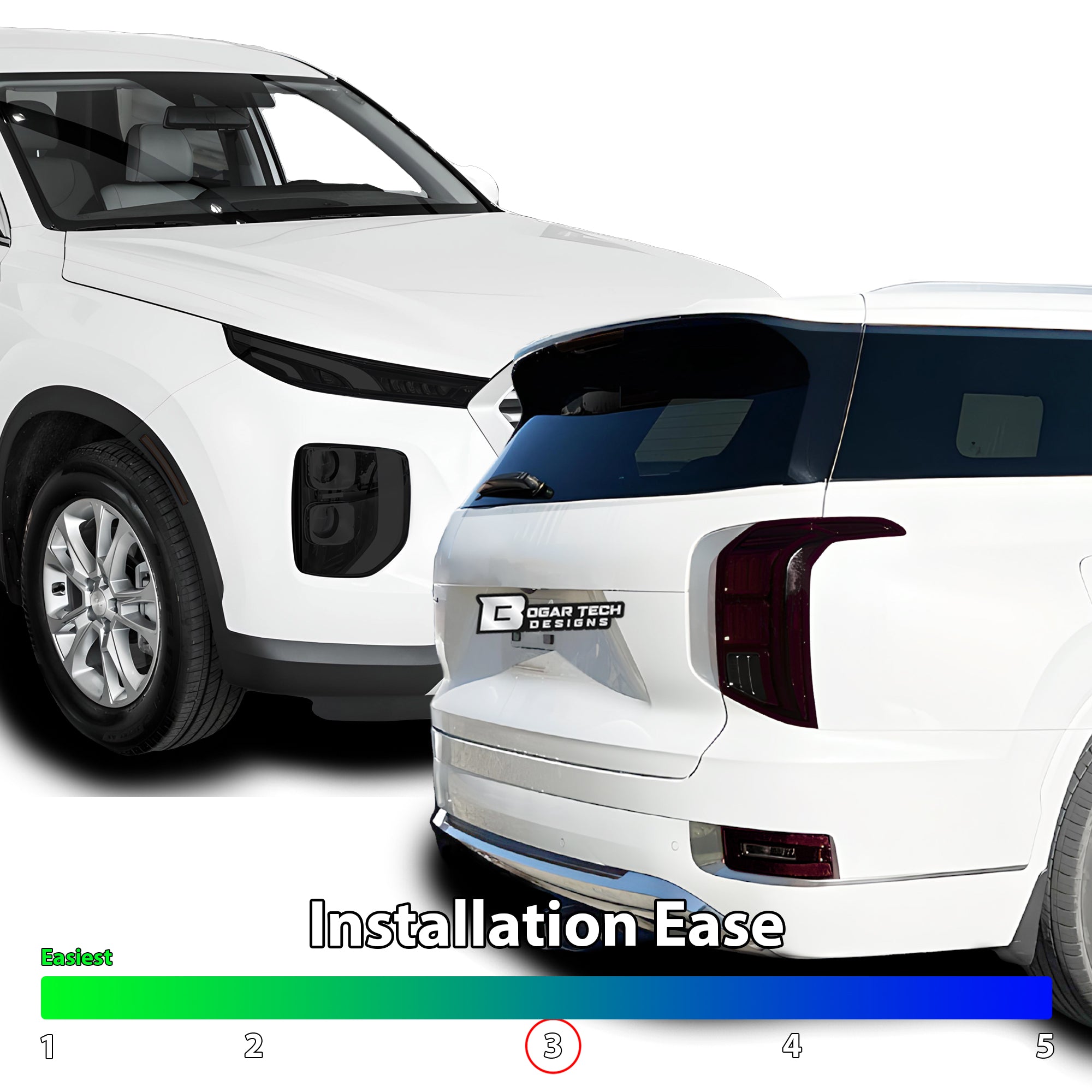 Full Headlight Taillight Precut Smoked PPF Tint Kit Film Overlay Fits Hyundai Palisade 2020 - 2025 - Bogar Tech Designs
