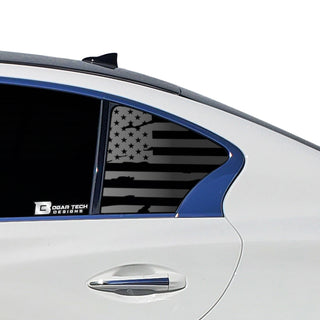 Buy distressed-black American Flag Rear Side Window Vinyl Decal Stickers Fits Infiniti Q50 2018 2019 2020 2021 2022 2023 2024