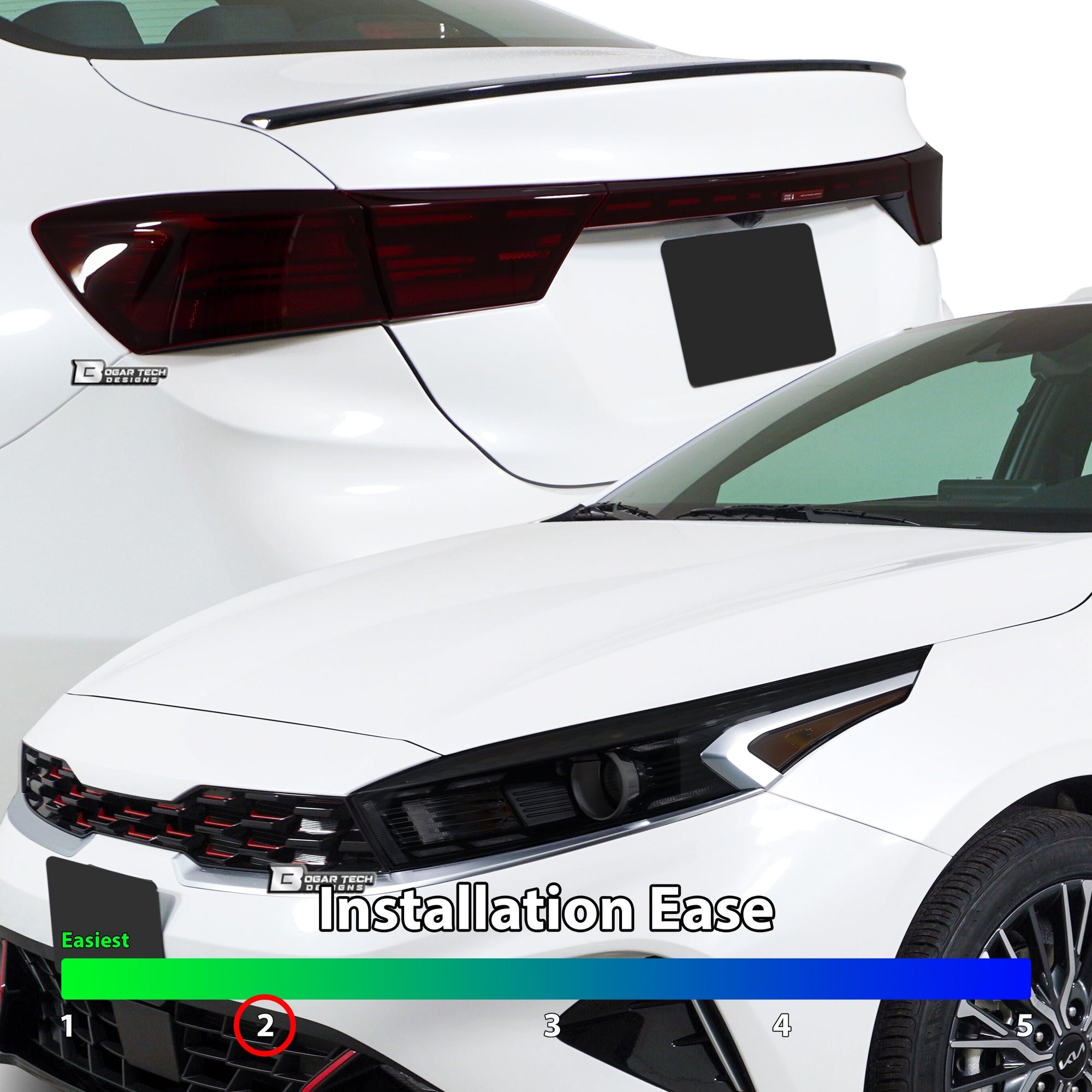 Full Headlight Taillight Precut Smoked PPF Tint Kit Film Overlay Fits Kia Forte 2019 - 2024 - Bogar Tech Designs