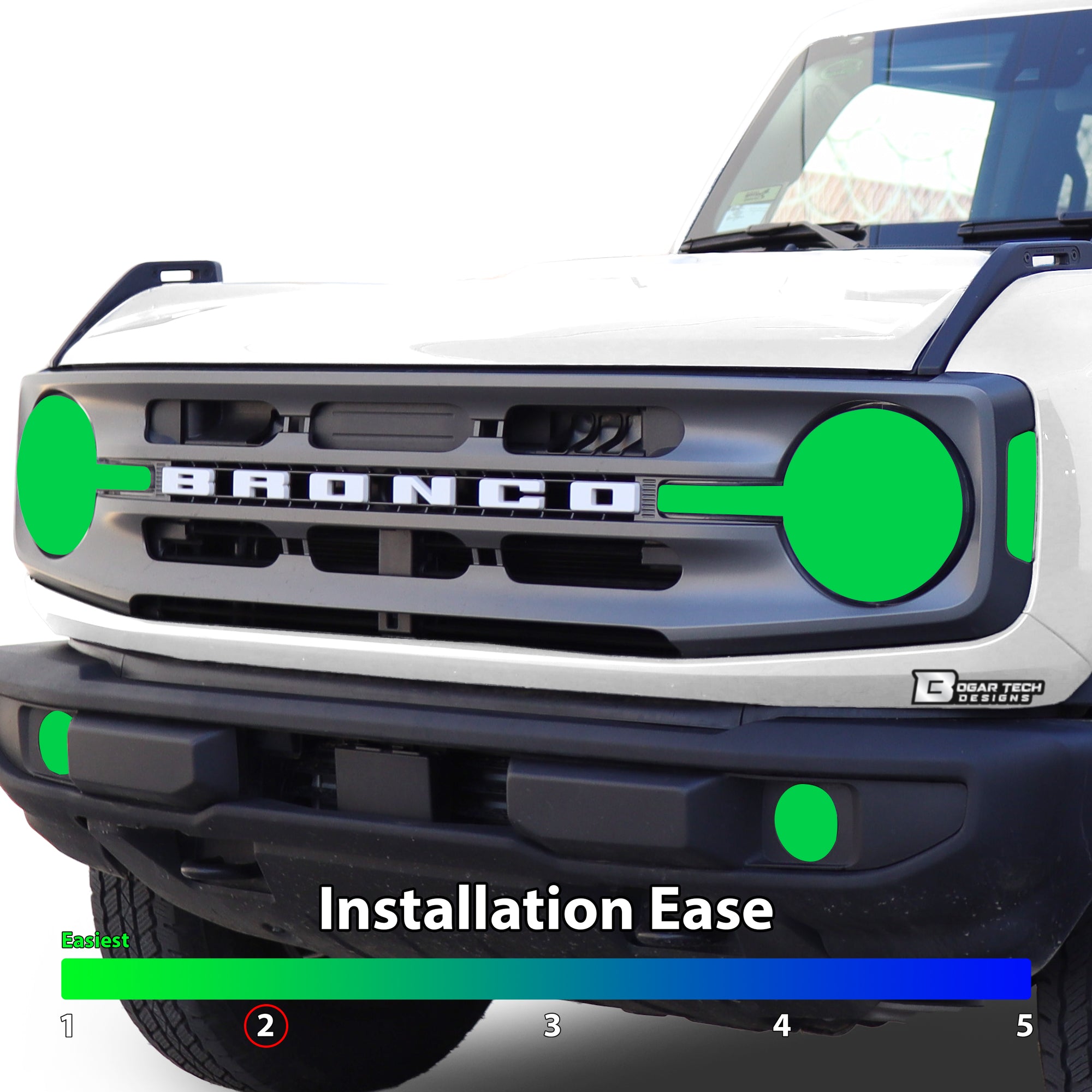 Headlight Reverse Light Precut Tint Overlay Fits Ford Bronco 2021 - 2025 - Bogar Tech Designs