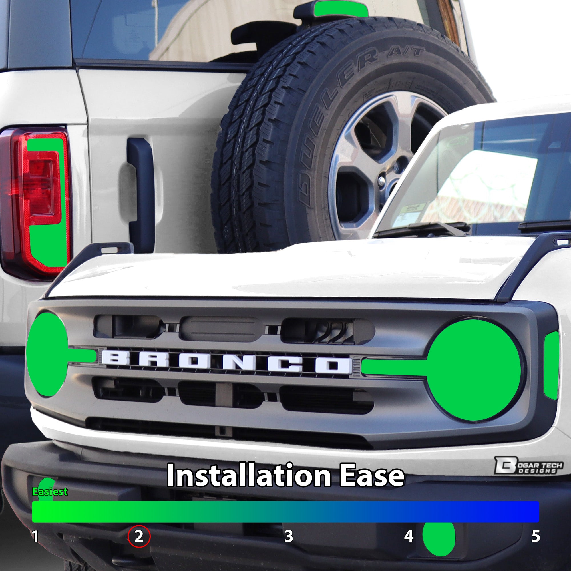 Headlight Reverse Light Precut Tint Overlay Fits Ford Bronco 2021 - 2025 - Bogar Tech Designs