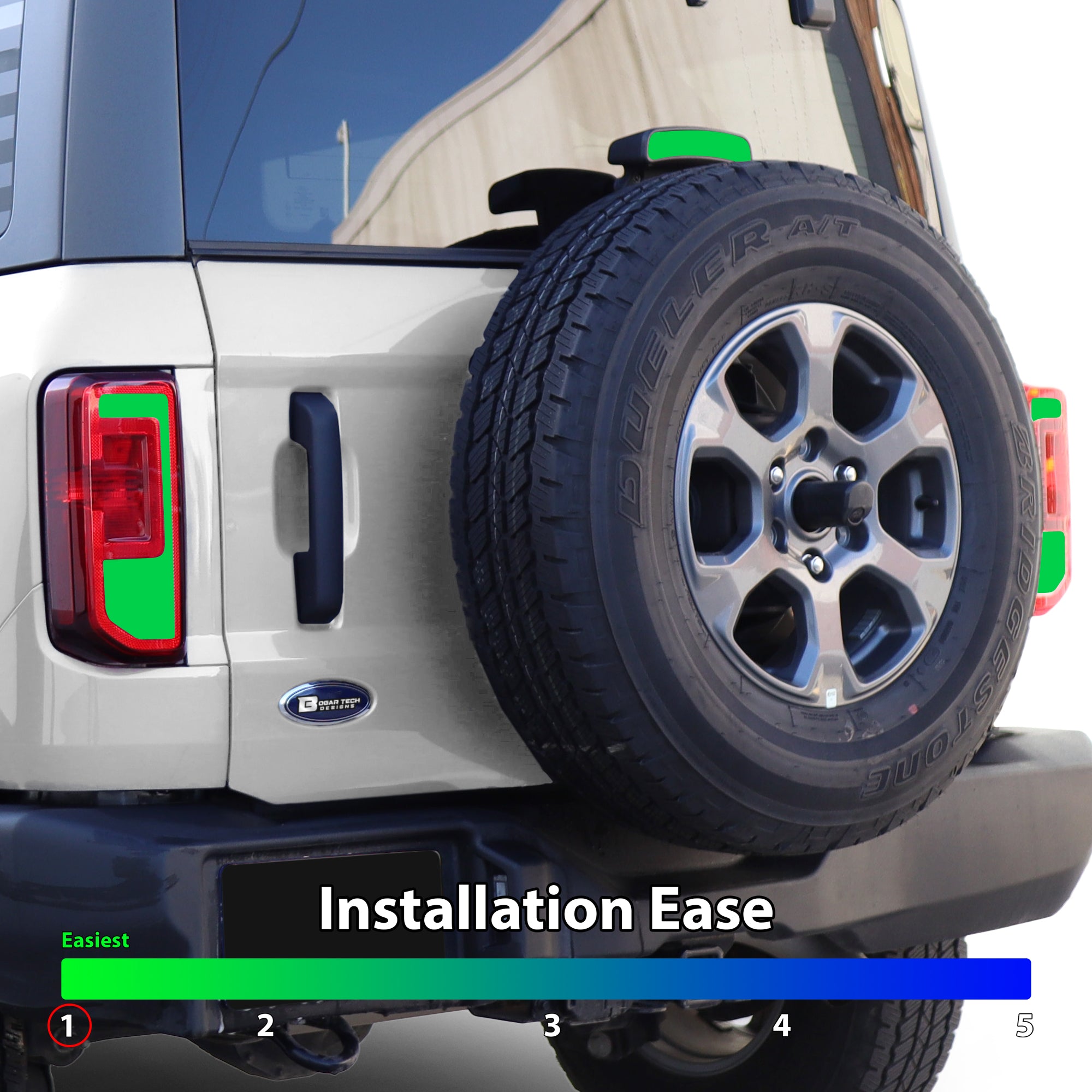 Headlight Reverse Light Precut Tint Overlay Fits Ford Bronco 2021 - 2025 - Bogar Tech Designs