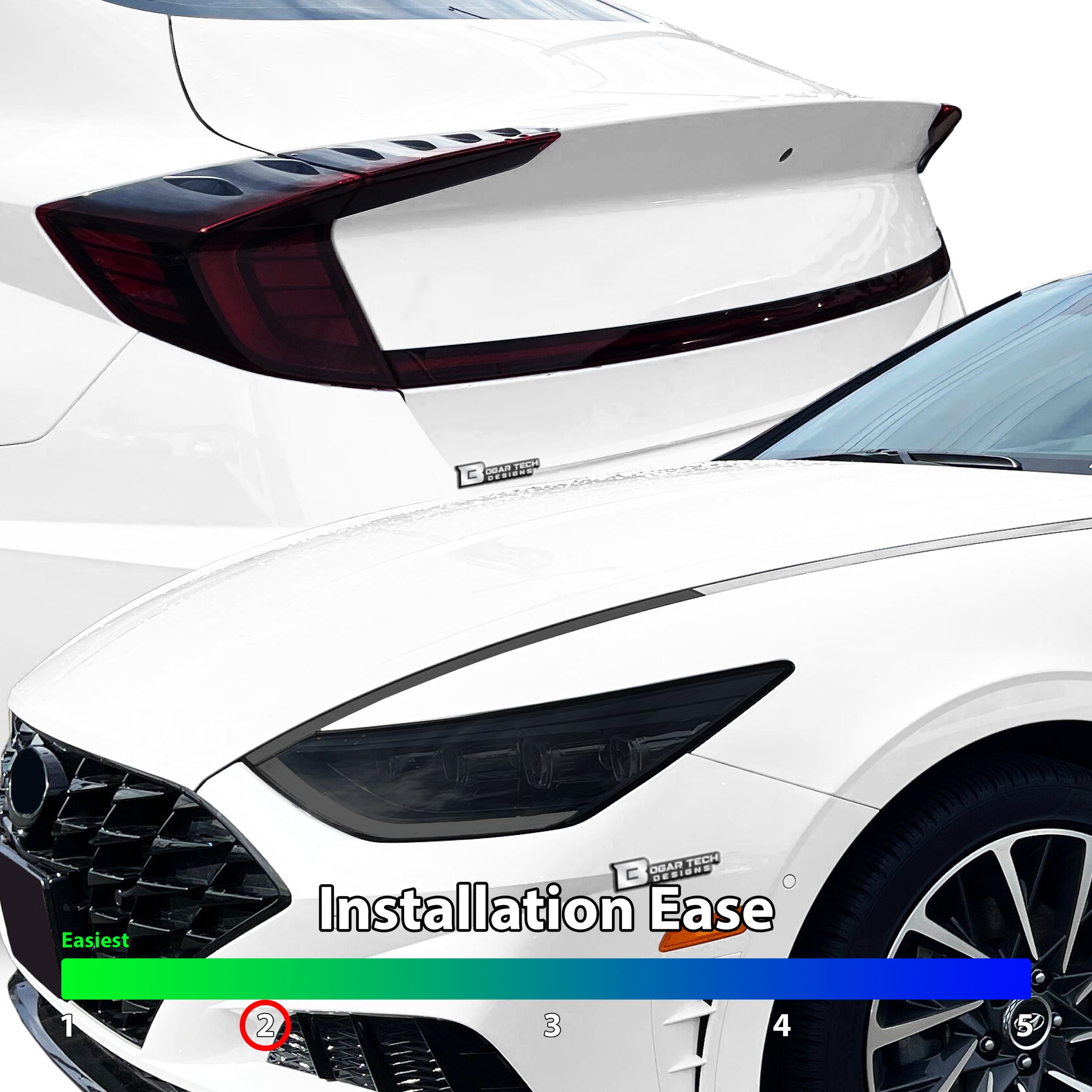 Full Headlight Taillight Precut Smoked PPF Tint Kit Film Overlay Fits Hyundai Sonata 2020 - 2023 - Bogar Tech Designs