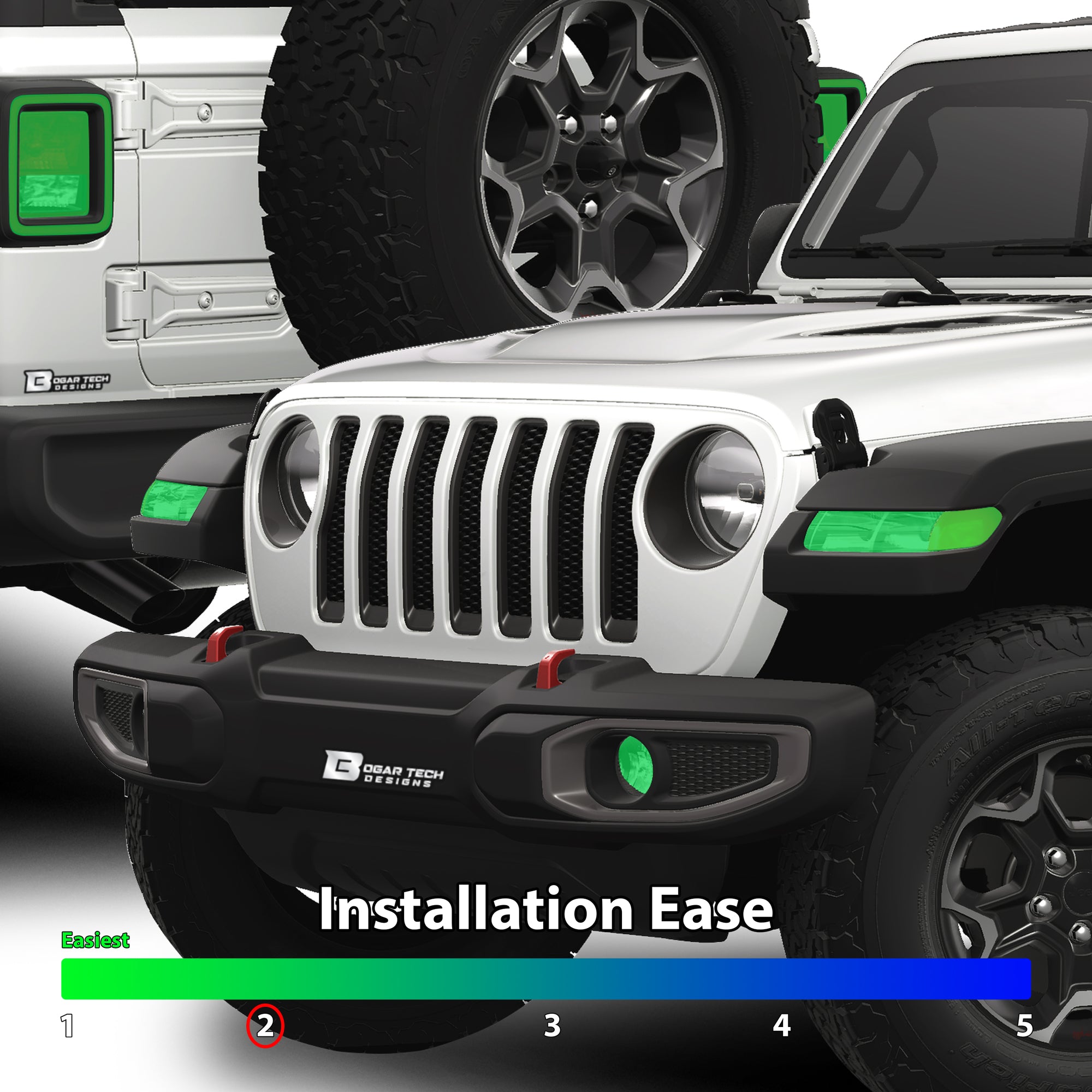 Amber Delete Taillight Precut Smoked PPF Tint Kit Film Overlay Fits Jeep Wrangler JL 2018 - 2025 - Bogar Tech Designs