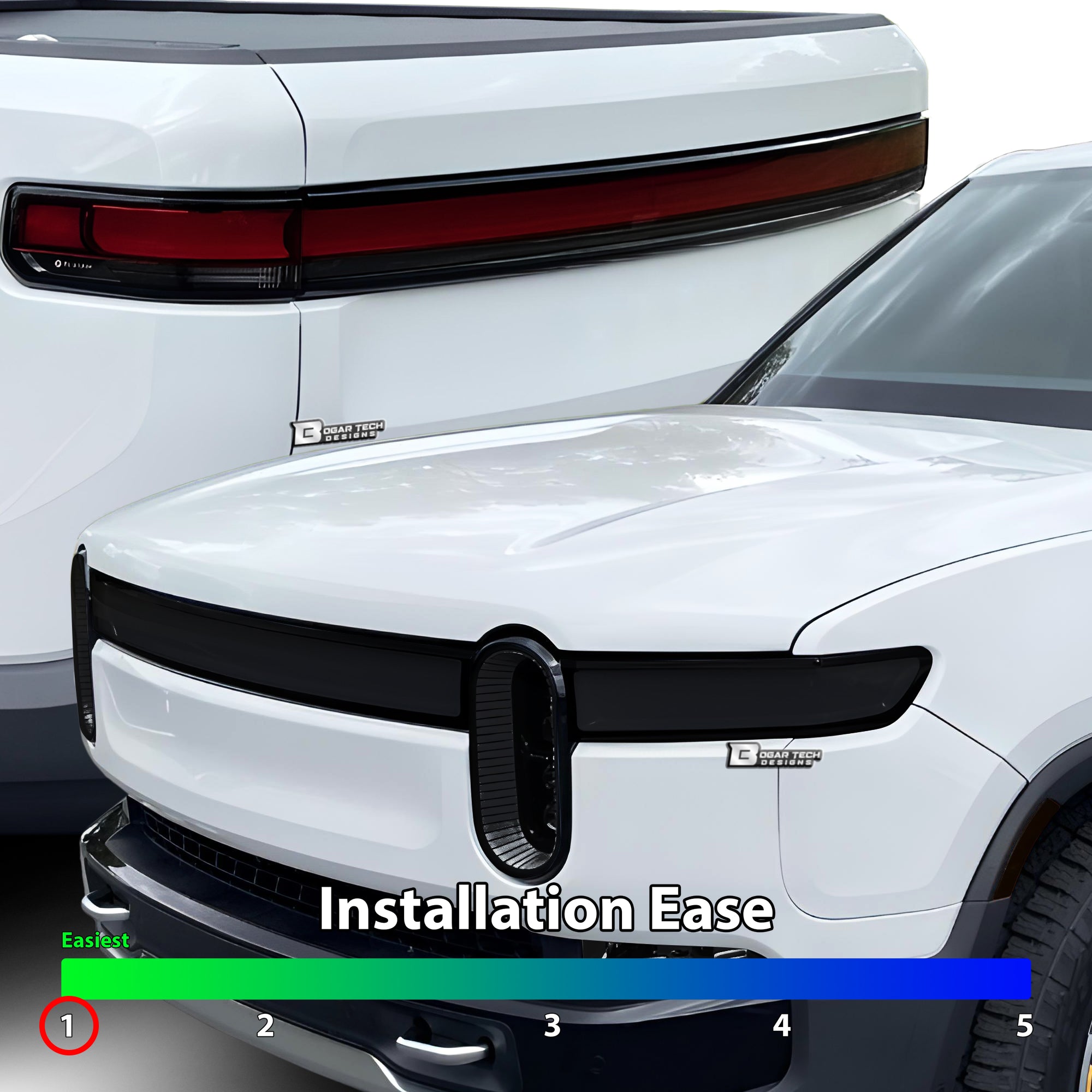 Full Headlight Taillight Precut Smoked PPF Tint Kit Film Overlay Fits Rivian R1T R1S - Bogar Tech Designs