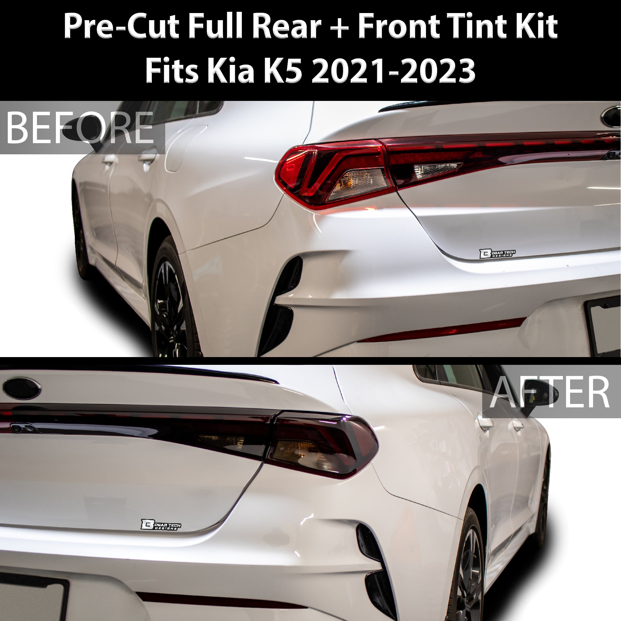 Headlight Taillight Precut Smoked PPF Tint Kit Film Overlay Fits Kia K5 2021 - 2024 - Bogar Tech Designs