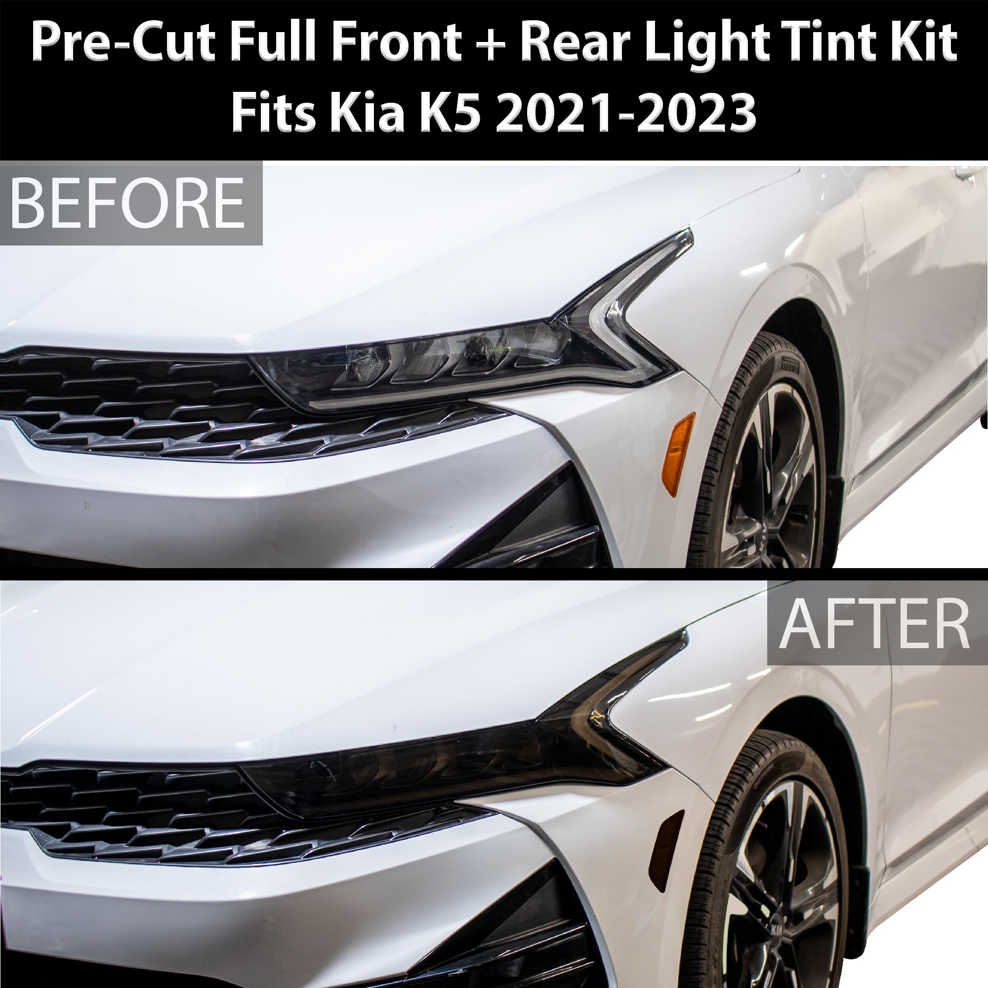 Headlight Taillight Precut Smoked PPF Tint Kit Film Overlay Fits Kia K5 2021 - 2024 - Bogar Tech Designs
