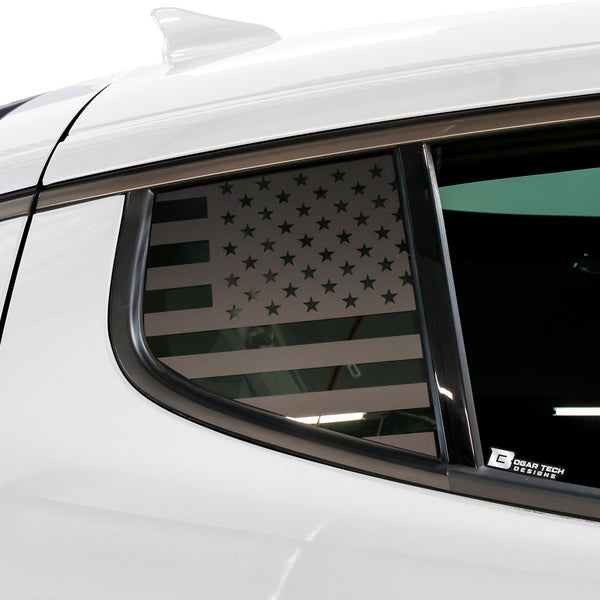 American Flag Window Decal for KIA Stinger 2018-2023 – Precut Matte Black Vinyl
