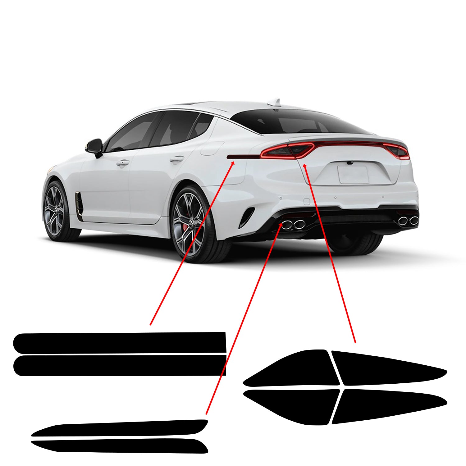 Rear Side Markers Reflectors Tail Light Precut Smoked Vinyl Tint Fits Kia Stinger GT 2018 - 2021 - Bogar Tech Designs