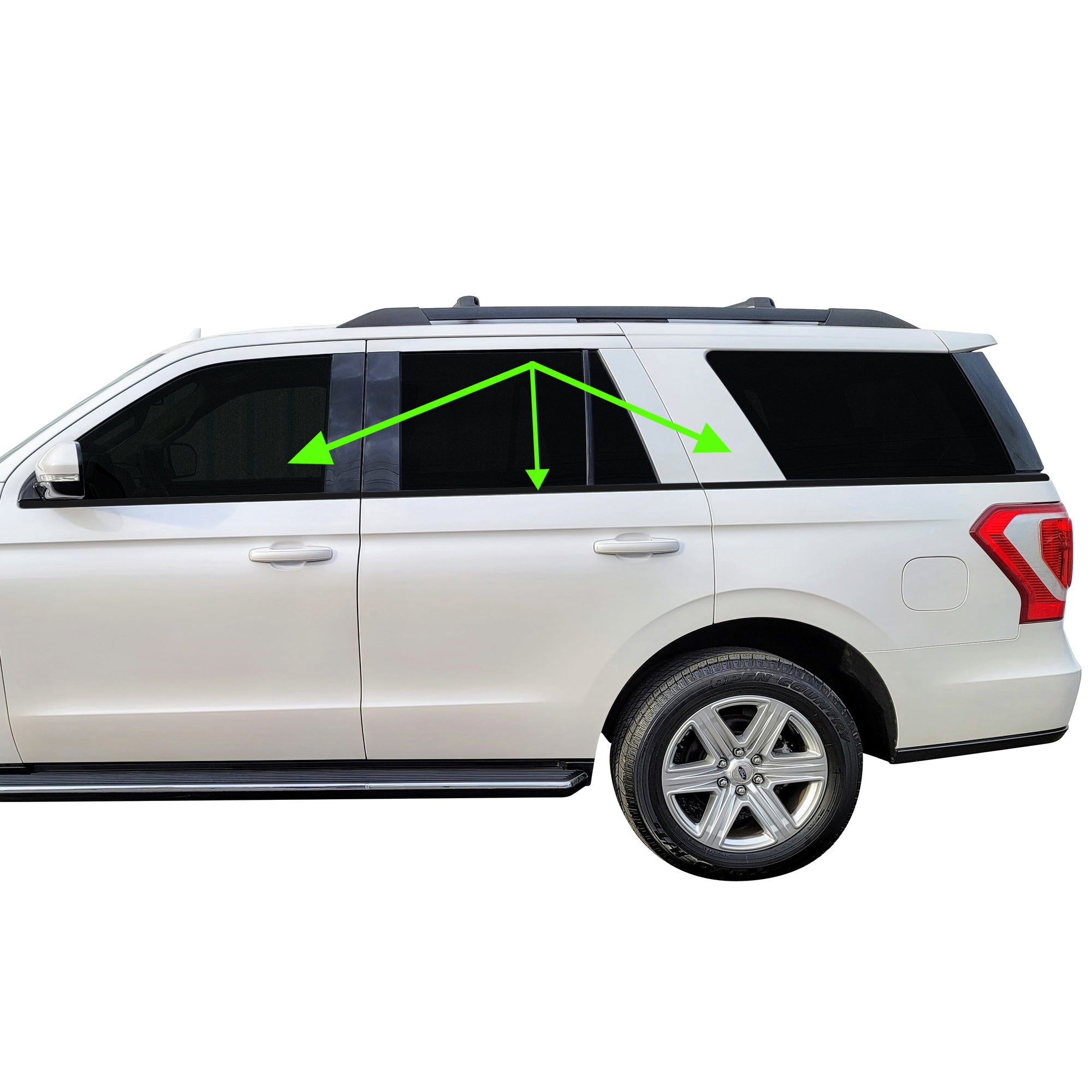Window Vinyl Chrome Delete Trim Blackout Decal Stickers Overlay Film Fits Ford Expedition 2018 - 2024 - Bogar Tech Designs