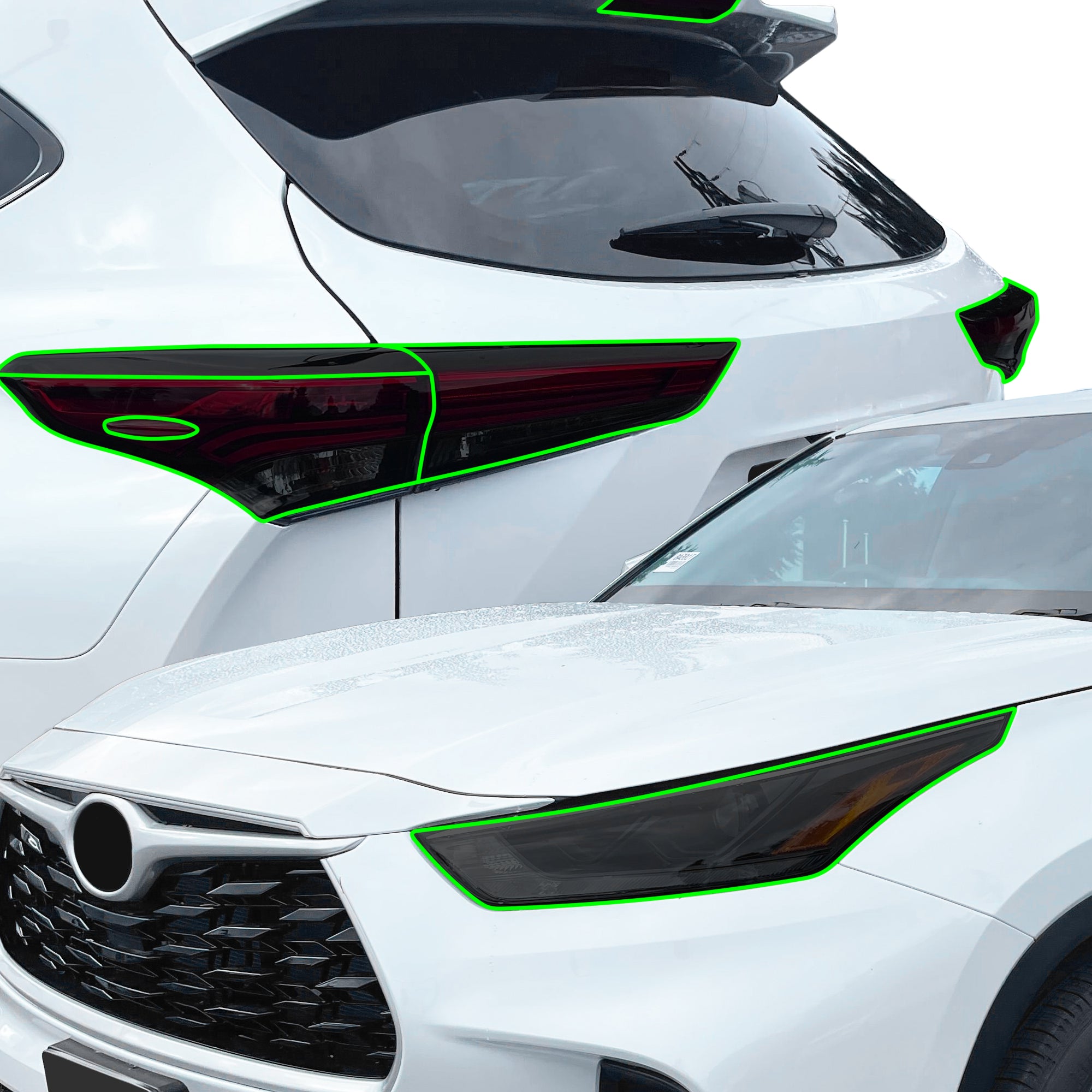 Full Headlight Taillight Precut Smoked PPF Tint Kit Film Overlay Fits Toyota Highlander 2020 - 2025 - Bogar Tech Designs