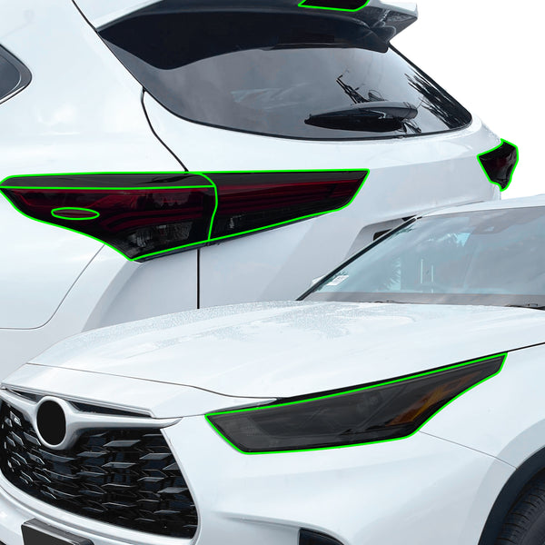 Full Headlight Taillight Precut Smoked PPF Tint Kit Film Overlay Fits Toyota Highlander 2020-2025