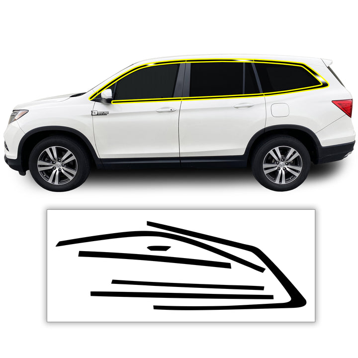 Window Vinyl Chrome Delete Trim Blackout Decal Stickers Overlay Film Fits Honda Pilot 2016 - 2022 - Bogar Tech Designs