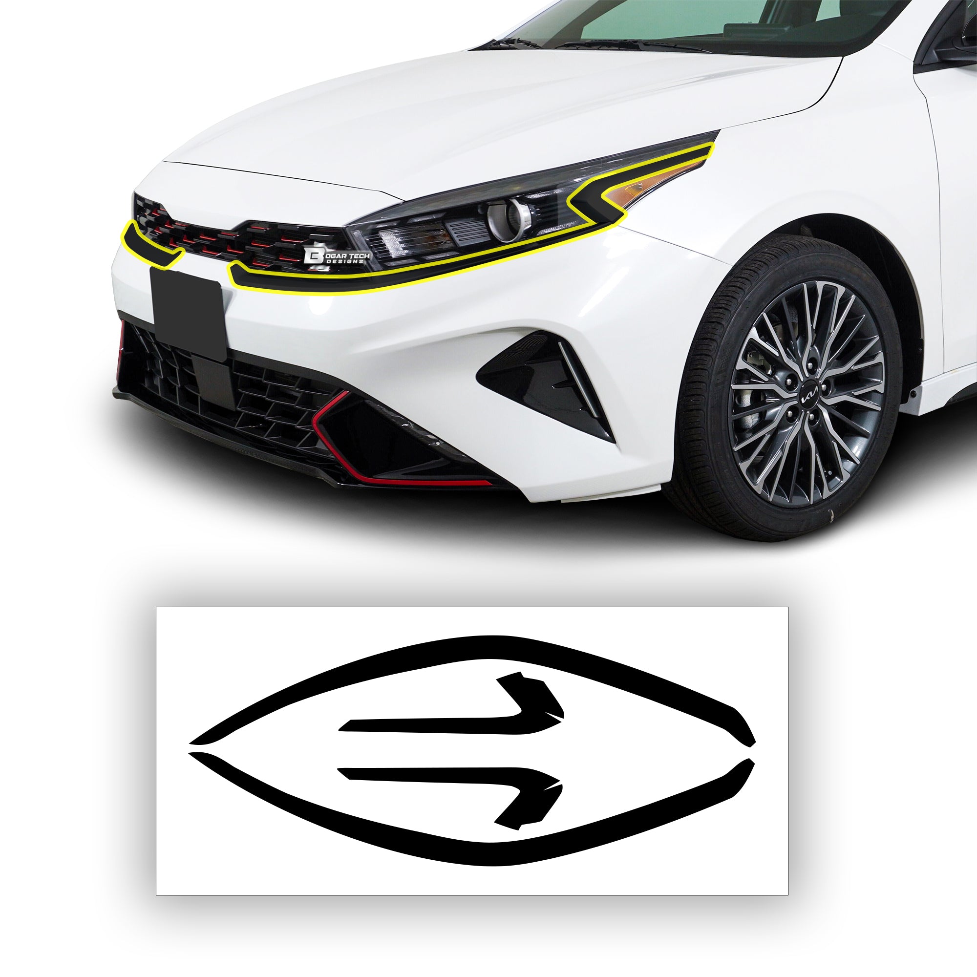 Vinyl Chrome Delete Wheel Front Bumper Grille Trim Blackout Decal Stickers Overlay Film Fits Kia Forte 2019 - 2024 - Bogar Tech Designs