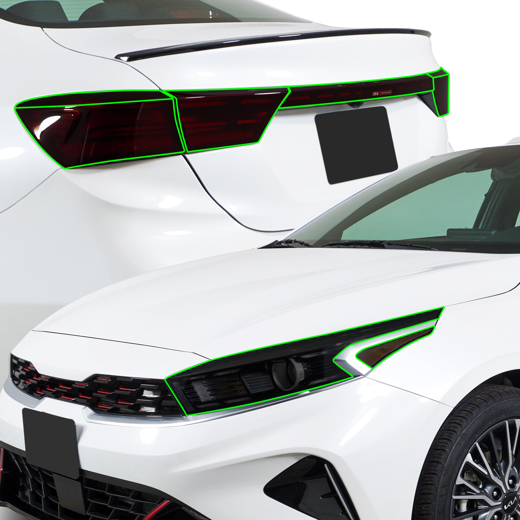 Full Headlight Taillight Precut Smoked PPF Tint Kit Film Overlay Fits Kia Forte 2019 - 2024 - Bogar Tech Designs