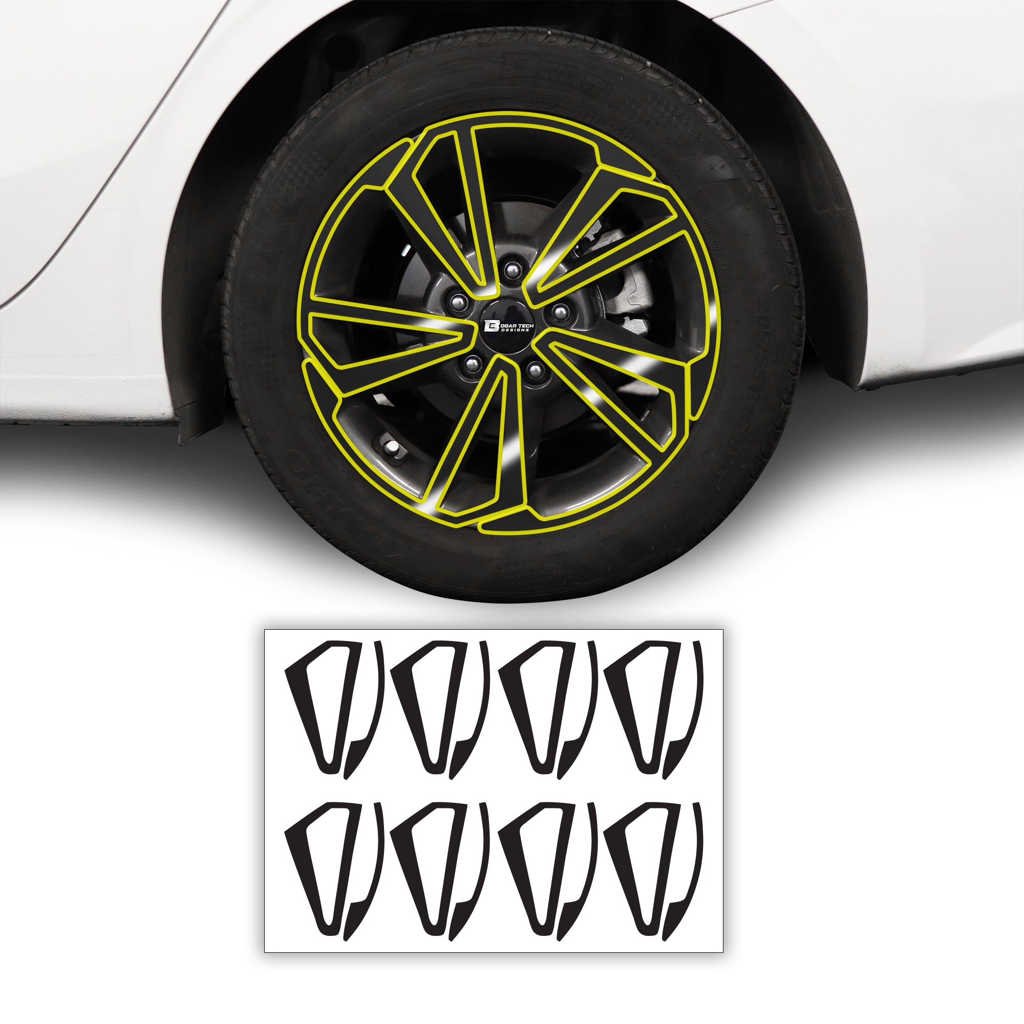 Vinyl Chrome Delete Wheel Front Bumper Grille Trim Blackout Decal Stickers Overlay Film Fits Kia Forte 2019 - 2024 - Bogar Tech Designs