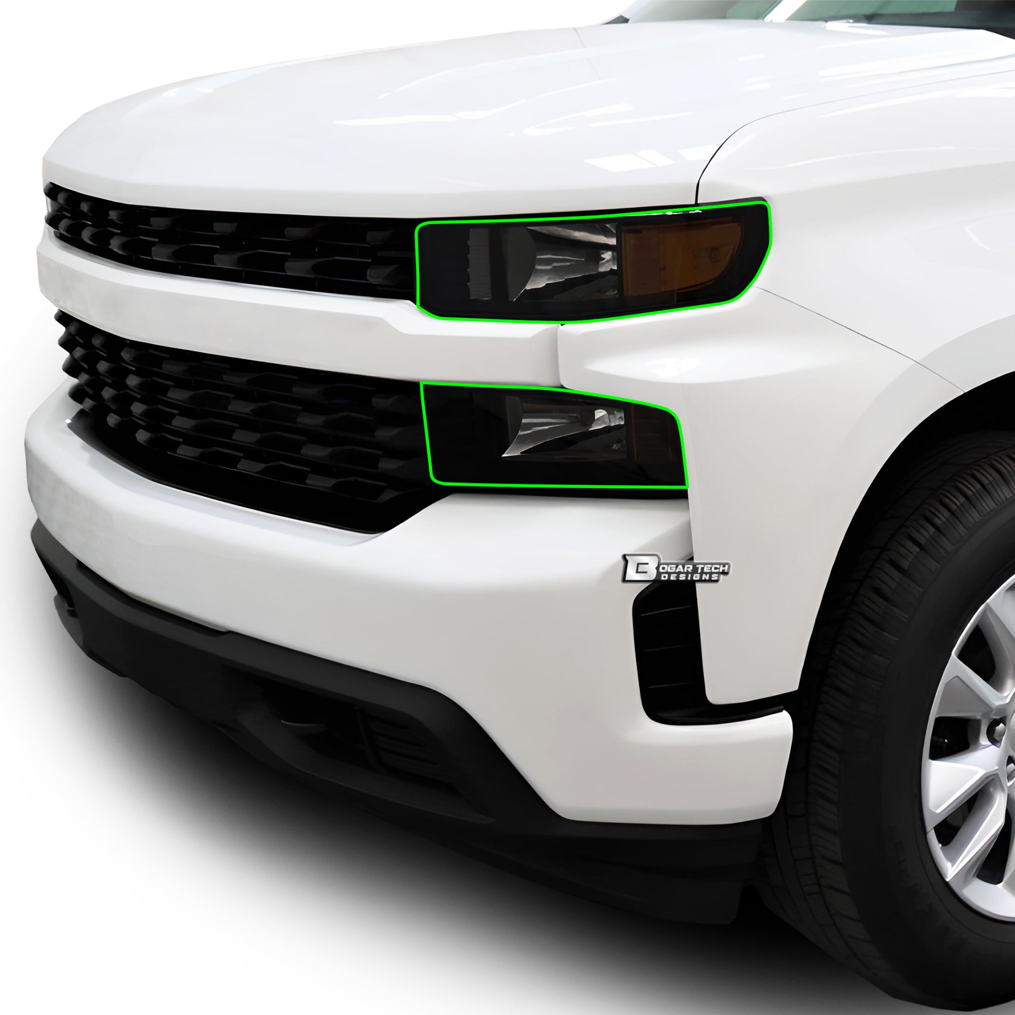 Full Headlight Taillight Precut Smoked PPF Tint Kit Film Overlay Fits Chevy Silverado 2019 - 2025 - Bogar Tech Designs