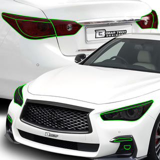 Full Headlight Taillight Precut Smoked PPF Tint Kit Film Overlay Cover Fits Infiniti Q50 2018 2019 2020 2021 2022 2023