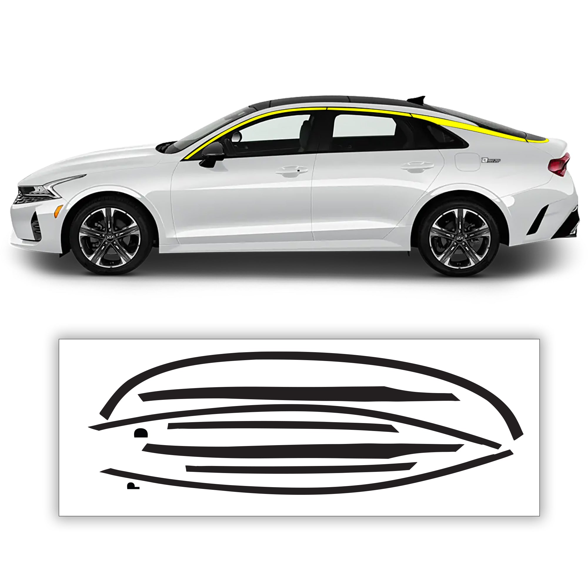 Window Vinyl Chrome Delete Trim Blackout Decal Stickers Overlay Film Fits Kia K5 2021 - 2025 - Bogar Tech Designs