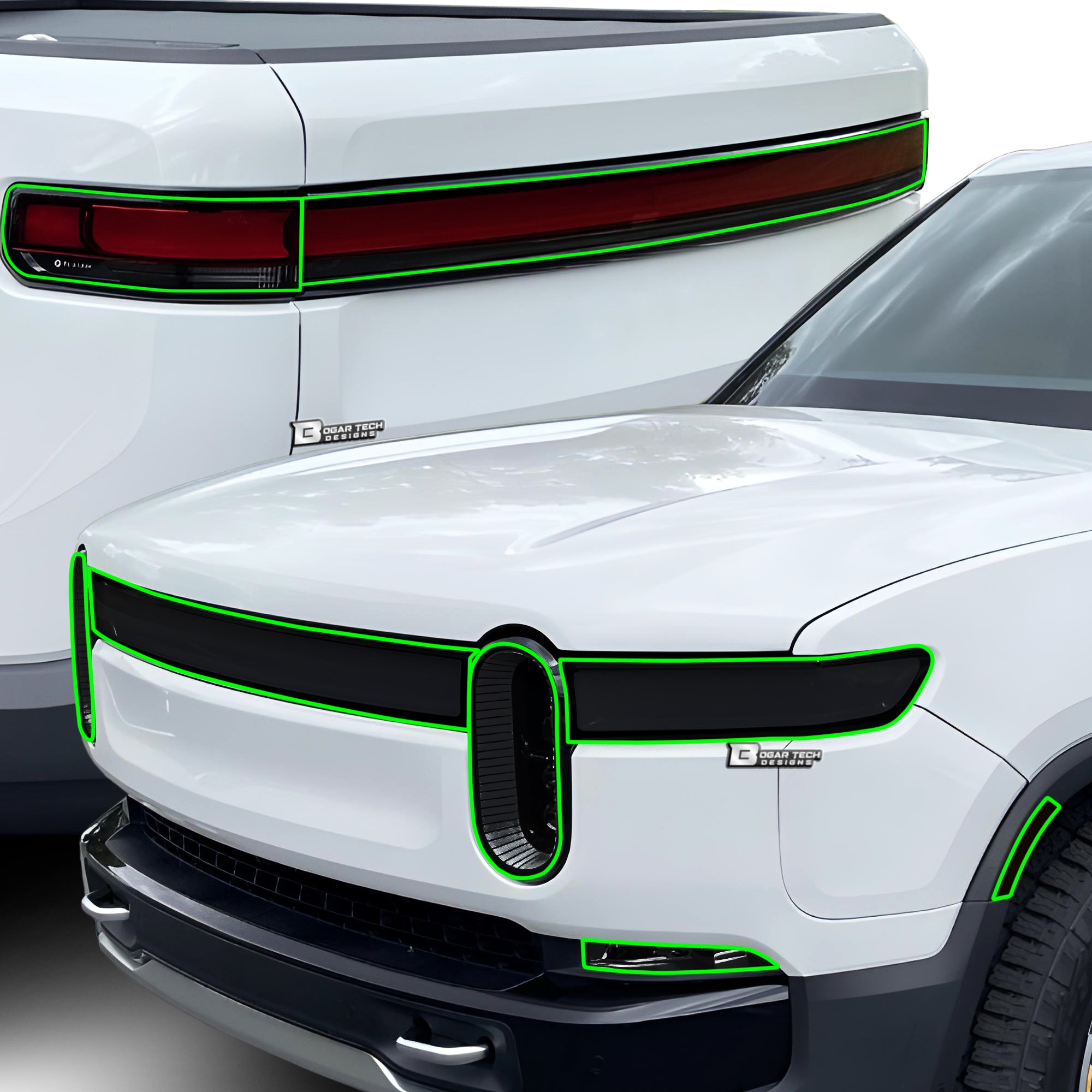 Full Headlight Taillight Precut Smoked PPF Tint Kit Film Overlay Fits Rivian R1T R1S - Bogar Tech Designs