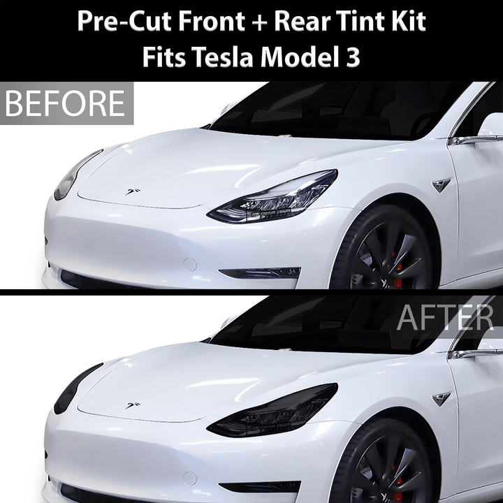 Head Tail Light Markers Reflectors Precut Smoke Tint Overlay Fits Tesla Model 3 2017 - 2023 - Bogar Tech Designs
