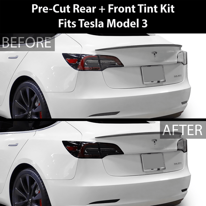 Head Tail Light Markers Reflectors Precut Smoke Tint Overlay Fits Tesla Model 3 2017 - 2023 - Bogar Tech Designs