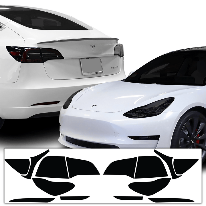 Head Tail Light Markers Reflectors Precut Smoke Tint Overlay Fits Tesla Model 3 2017 - 2023 - Bogar Tech Designs