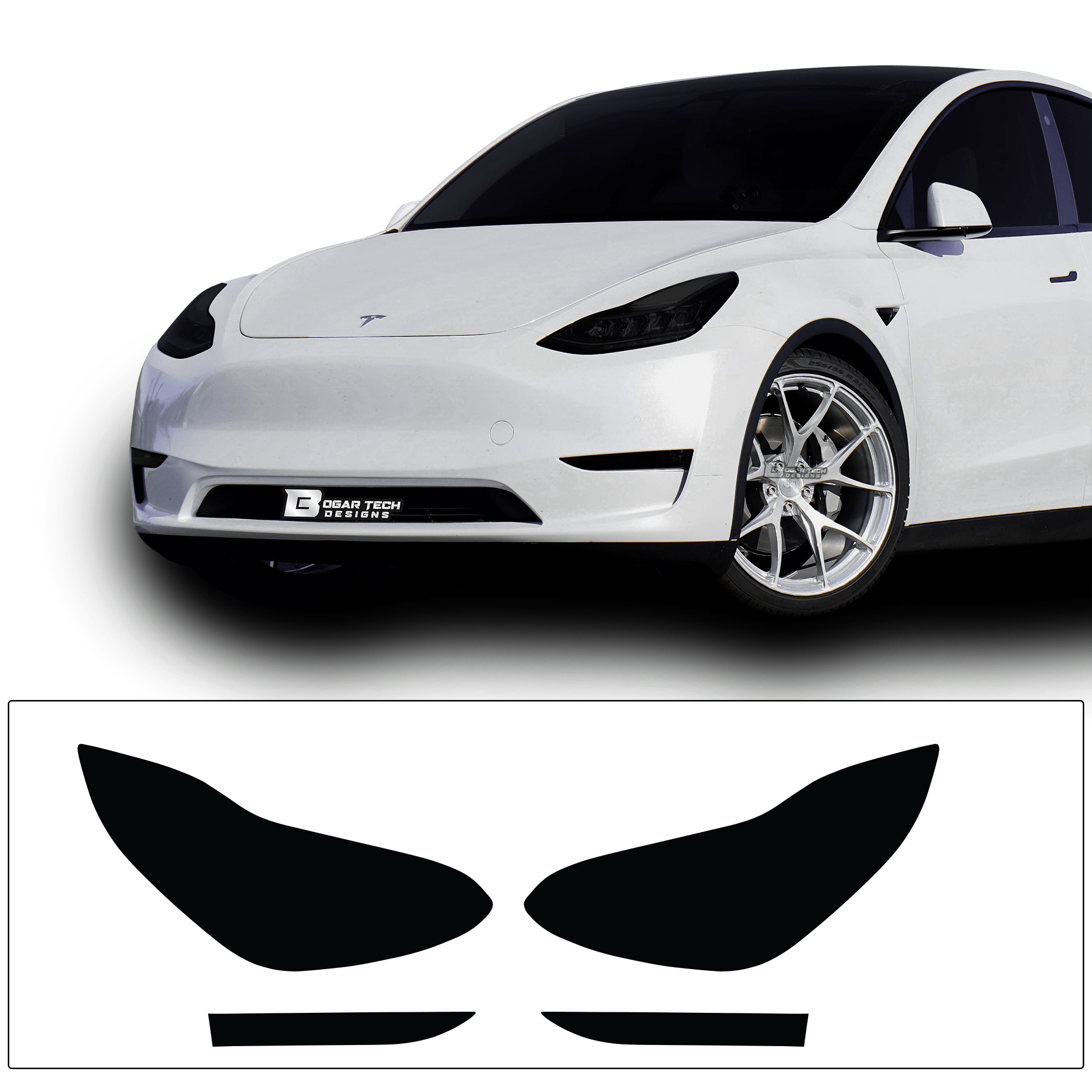 Head Tail Light Markers Reflectors Precut Smoke Tint Overlay Fits Tesla Model Y 2020 - 2024 - Bogar Tech Designs