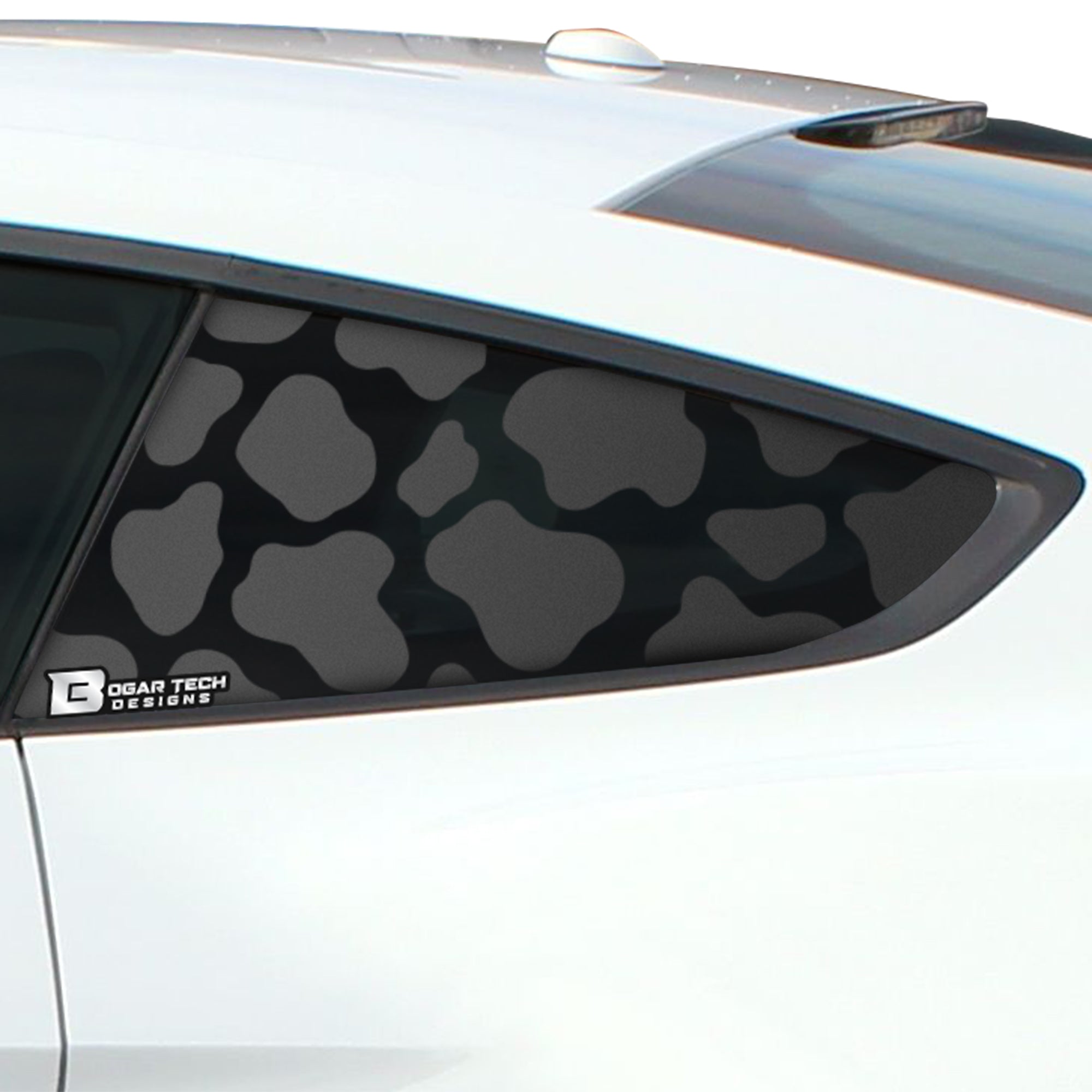 Precut Quarter Window Animal Cow Print Decal Sticker Fits Ford Mustang 2015 - 2022 - Bogar Tech Designs
