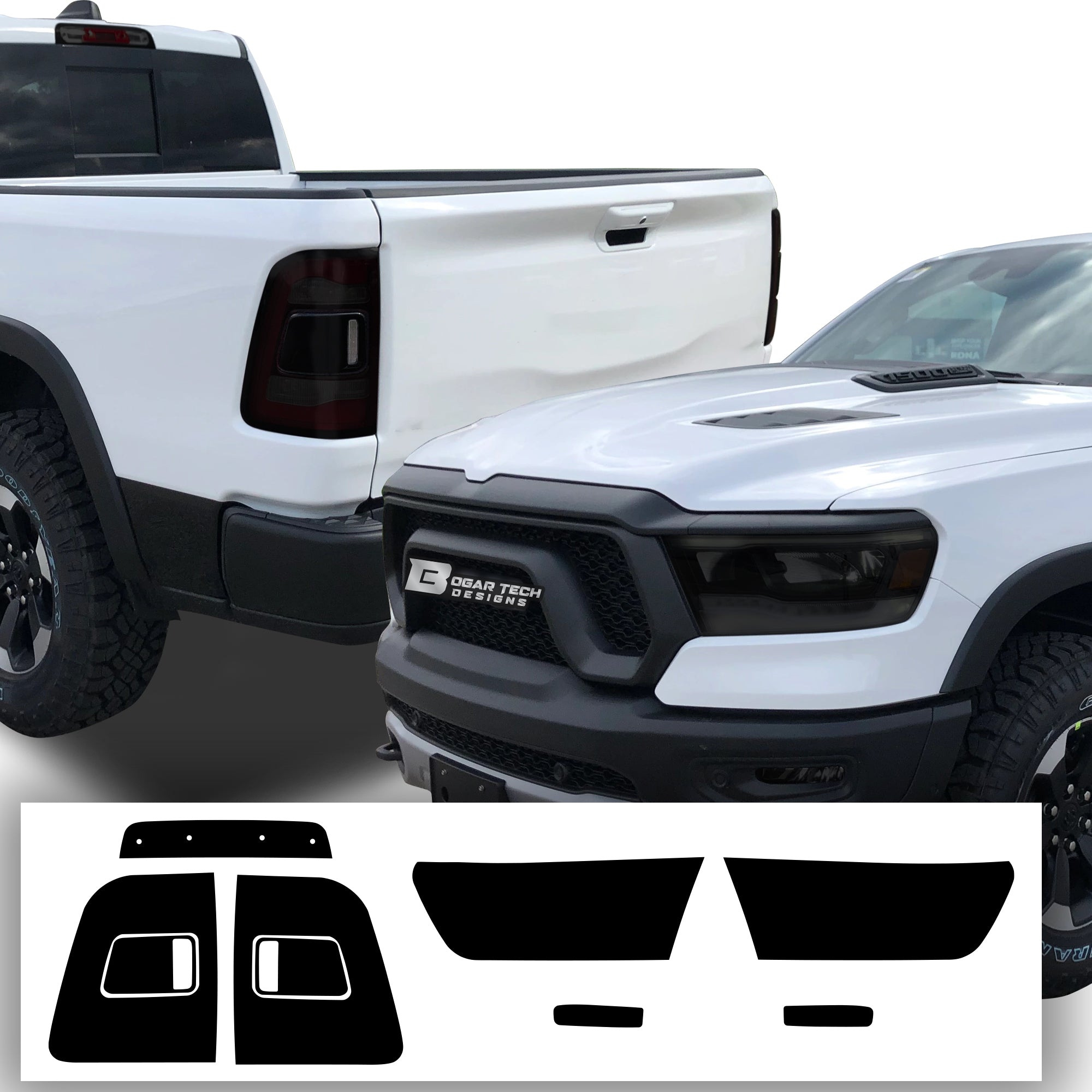 Complete Full Headlight Taillight Precut Overlay Tint Kit with Tools Fits Dodge Ram 2019 - 2024 - Bogar Tech Designs