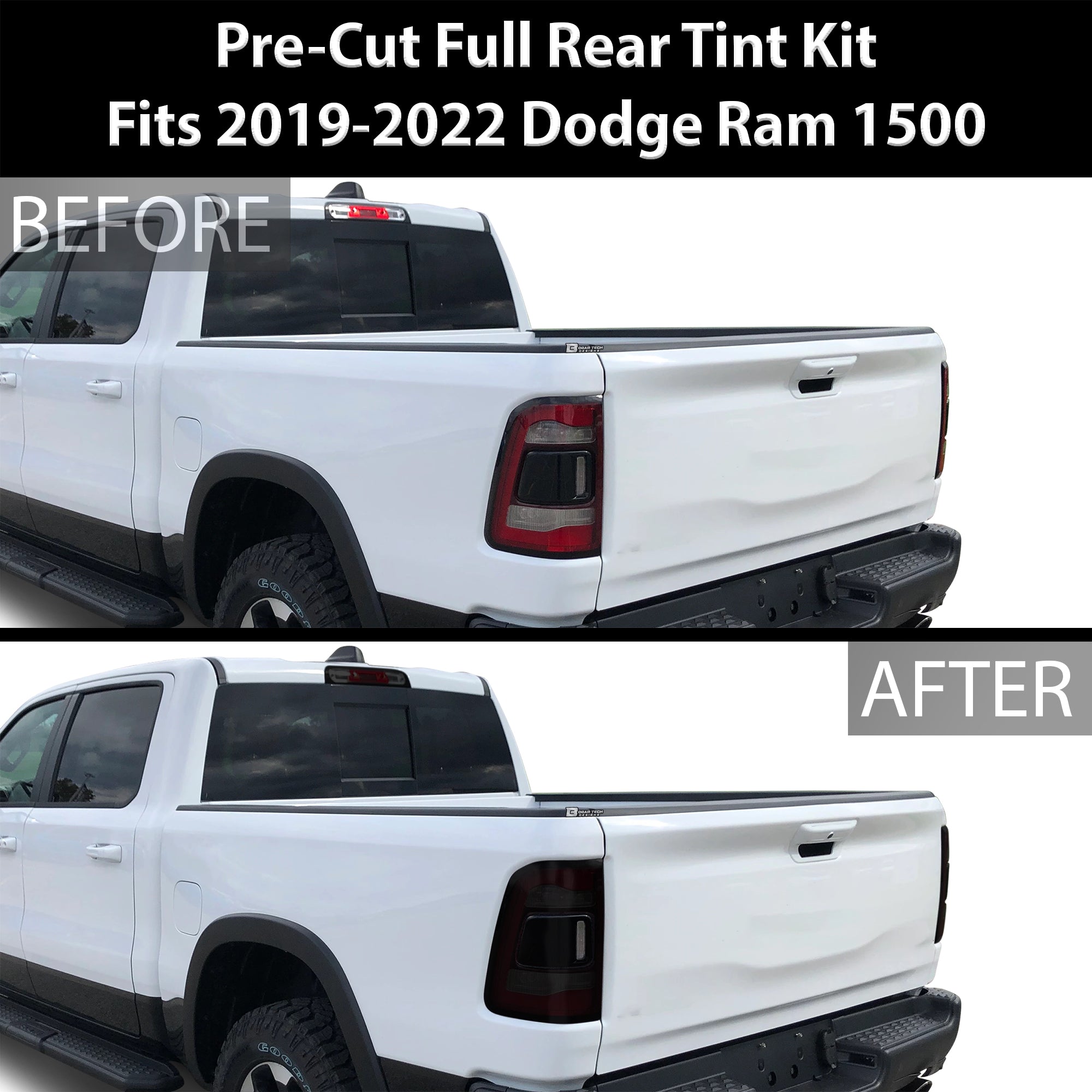 Complete Full Headlight Taillight Precut Overlay Tint Kit with Tools Fits Dodge Ram 2019 - 2024 - Bogar Tech Designs