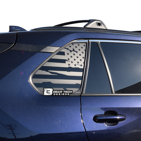 American Flag Quarter Window Decal for Toyota Rav4 2019-2025 – Precut Matte Black Vinyl