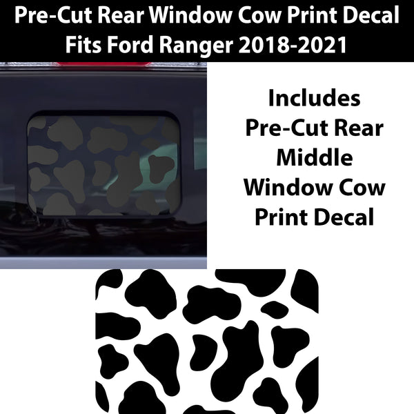 Precut Rear Middle Window Animal Cow Print Vinyl Decal Fits Ford Ranger 2018-2022 - Tint, Paint Protection, Decals & Accessories for your Vehicle online - Bogar Tech Designs