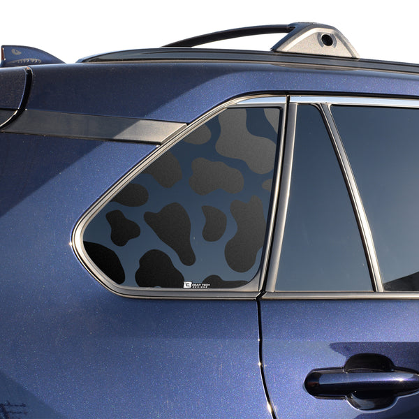 Precut Cow Print Rear Side Quarter Window Fuel Gas Door Decal Stickers Fits Toyota Rav4 2019-2025