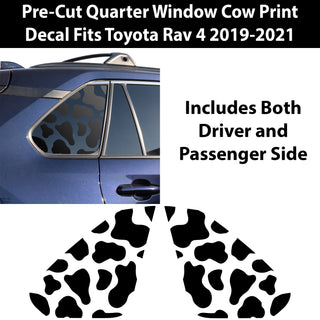 Precut Cow Print Rear Side Quarter Window & Fuel Gas Door Decal Stickers Fits Toyota Rav4 2019-2022 - Tint, Paint Protection, Decals & Accessories for your Vehicle online - Bogar Tech Designs